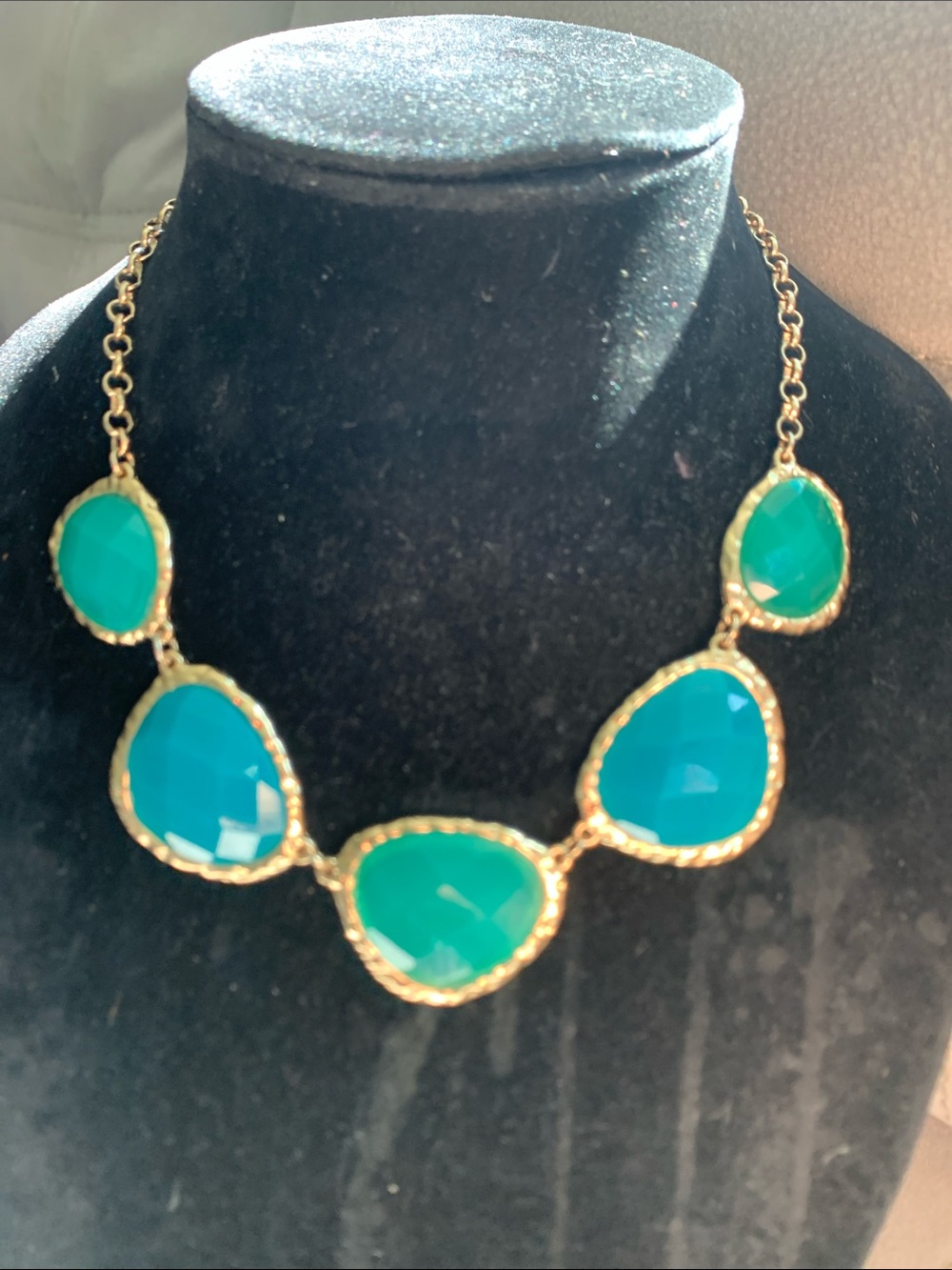NWOT Gold-Tone Teal Statement Necklace - Women Jewelry